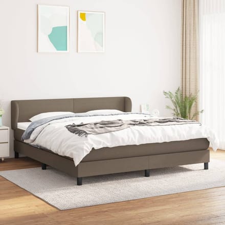 vidaXL - Boxspring - met - matras - stof - taupe - 160x200 - cm