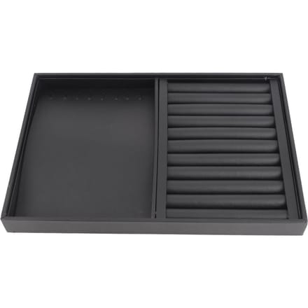 Sieraden Display Tray Armband Ring Oorbel Ketting Houder Opbergplaat Doos (Zwart PU) black