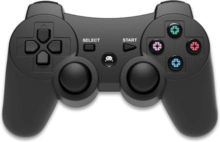 Freaks and Geeks Retro Draadloze Controller voor PS3 - Dubbele Trilmotor - 1 meter Kabel - Zwart