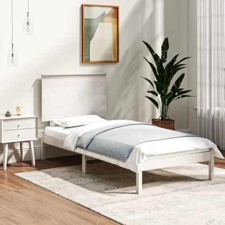 vidaXL - Bedframe - massief - hout - wit - 90x190 - cm