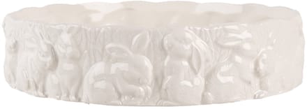 Clayre & Eef Schaal Ø 20x5 cm Wit Keramiek Konijn
