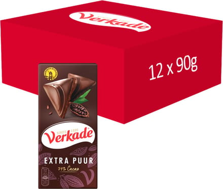 Verkade - Chocolade Reep - Extra Puur - 12 x 90 gram