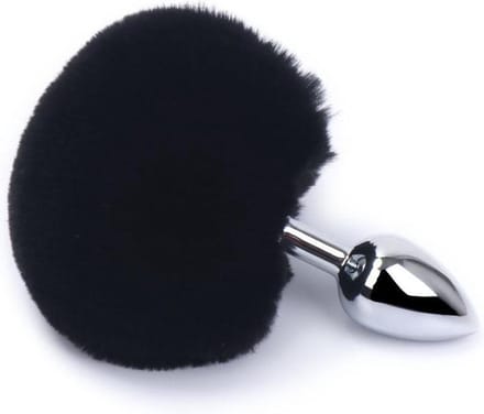 Buttplug konijnenstaart - zwart