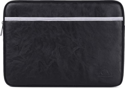 Laptophoes 13.3 Inch – Laptop Sleeve – PU Leer Zwart Wit