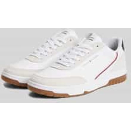 Sneakers van echt leer met logo-opschrift