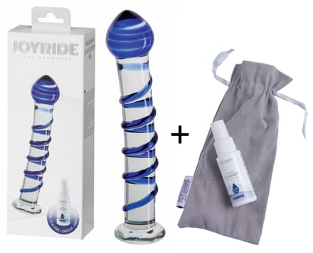 Joyride - Glazen Blauwe Dildo met ribbels - Set 08