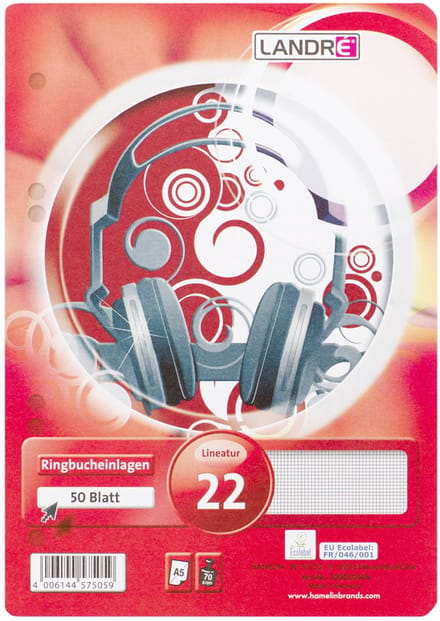 LANDRÉ ringbandinterieur ´pro terra´ DIN A5, 50 vel, geruit