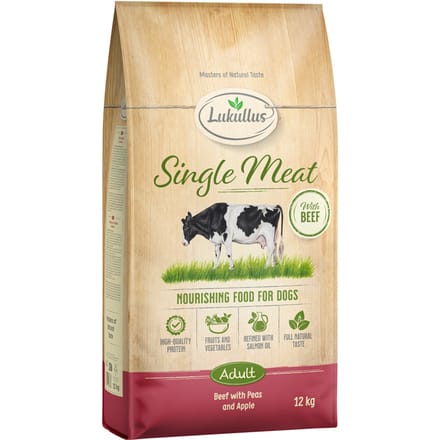 Lukullus Single Meat Rund - Dubbelpak: 2 x 12 kg Nieuw Receptuur