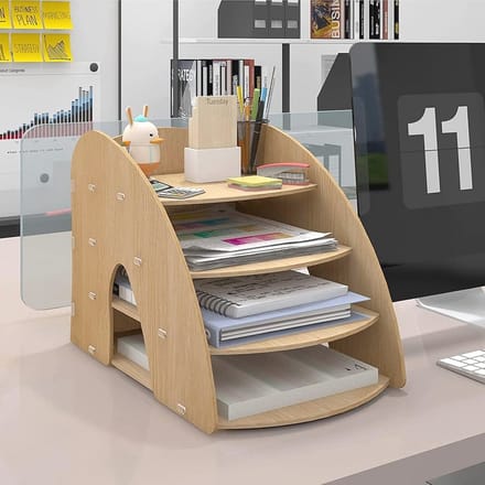 4 Tiers Houten Bureau Organizer voor Documenten