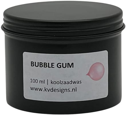 Geurkaars 100ml – Bubble Gum – Handgemaakt van Koolzaadwas – 40 branduren – KV DESIGNS