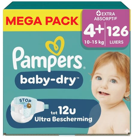 Pampers - Baby Dry - Maat 4+ - Mega Pack - 126 Stuks - 10-15 KG