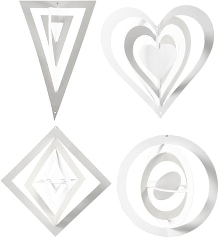 3D Ornamenten, H: 18+22+24 cm, B: 15+18+22 cm, 230 gr, wit, 16 stuk