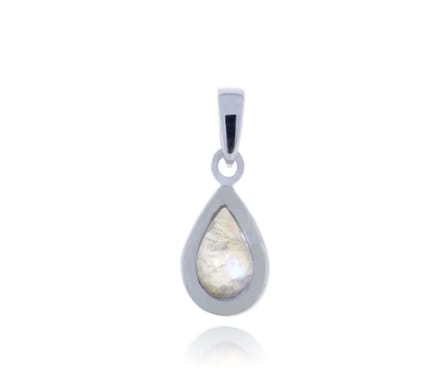 SilverGems Zilver hanger met cabouchon geslepen Regenboog Maansteen edelsteen