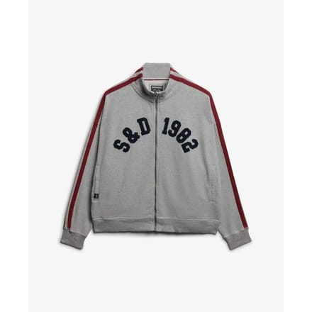 Superdry Athletic Essentials Ruim Trainingsjack met Rits en Applicatie Grey Grootte: 40