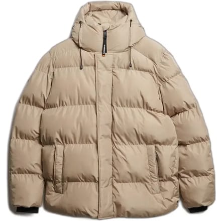 Superdry - Middellange Sport Pufferjas met Capuchon - Heren - Gewatteerde jassen
