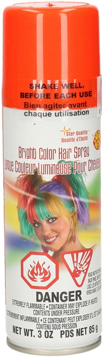 Goodmark Haar verf/spray - neon oranje - spuitbus - 125 ml - Carnaval - waterbasis