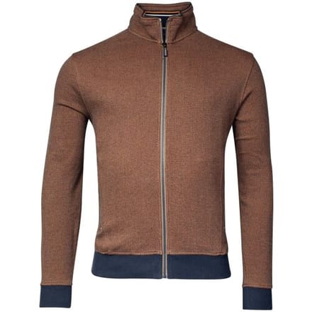 Baileys Vest Two-Tone Jacquard Sweat Cardigan Zip Donker Goud / male
