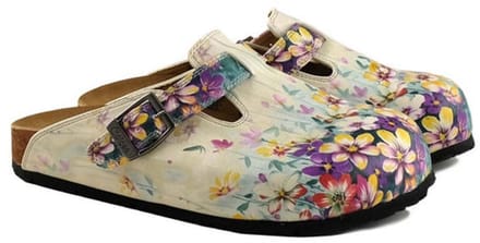 GOBY Clogs met Bloemenprint – Handgemaakt – Premium Kwaliteit – Maat 41