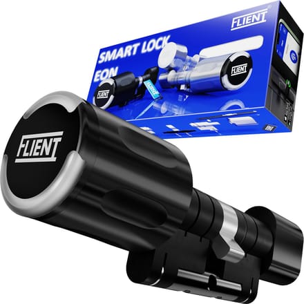Flient® Smart Lock Eon - Slim Cilinderslot - 32.5/32.5 - Met Flient APP en Pasjes - Bluetooth & WiFi - RVS - Zwart/Zwart - Waterdicht
