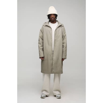 Lang Model Regular Fit Mac met knoopsluiting en capuchon | Stone | Size Medium