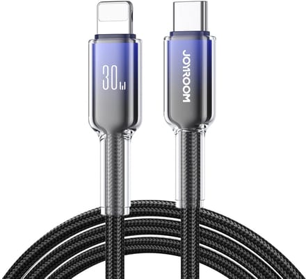 Joyroom S-A42 Crystal-Clear Series 30W USB-C - Lightning cable 1.2m - black