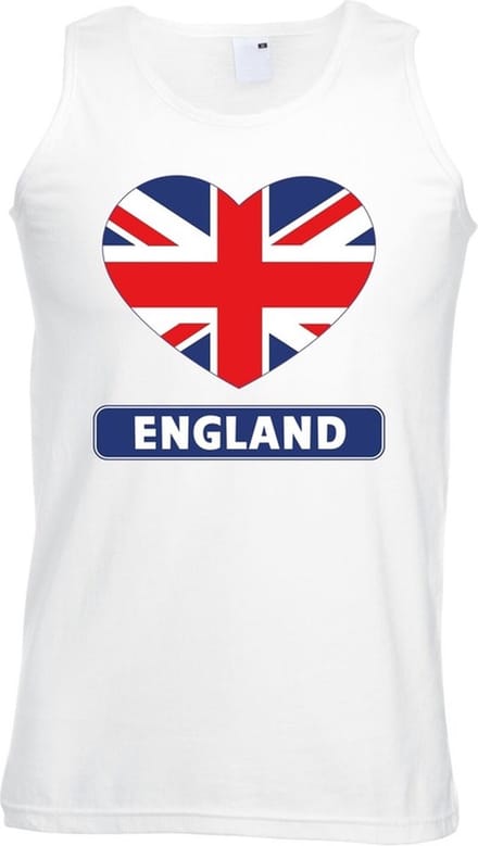 Engeland singlet shirt/ tanktop met Engelse vlag in hart wit heren M