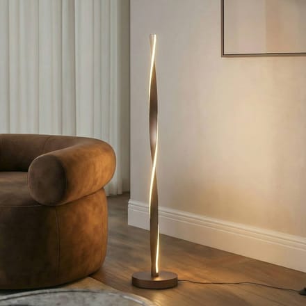 Lindby LED vloerlamp Jaren, zwart/bruin, 114 cm, CCT