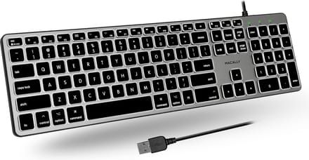 Macally BLSLIMKEYPROSG Bedraad USB-A-toetsenbord met backlit verlichte toetsen voor Mac - Spacegray - U.S. (Amerikaans Engels)