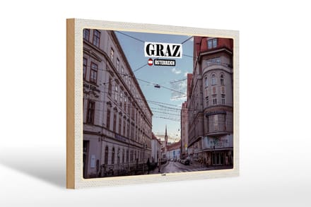 Holzschild Reise Graz Österreich Lend Stadt 30x20cm