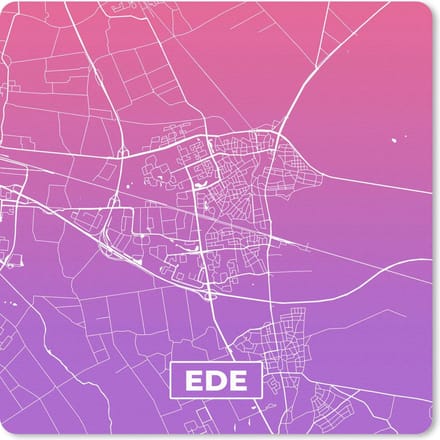 Muismat 20x20 cm - Mousepad Stadskaart - Ede - Paars - Nederland - Muismatten