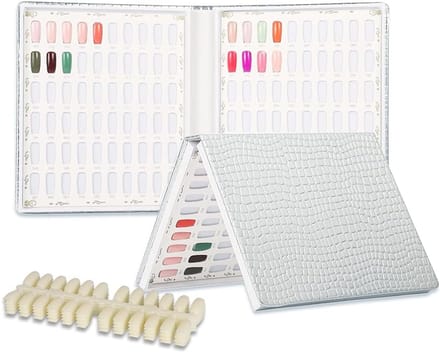 120 Nagel Tips Lederen Cover Gel Poolse Display Chart Boek Nagel Art Salon Tools ZILVER