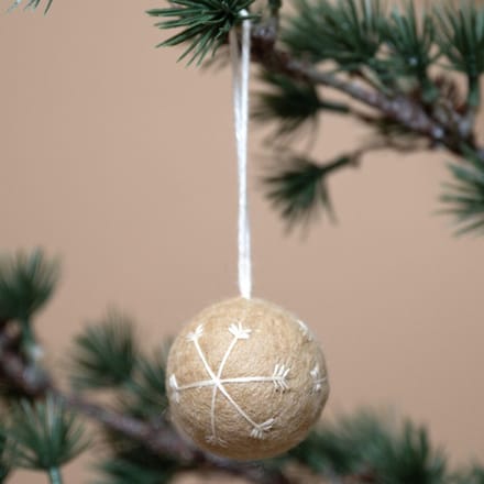 Kerstbal Vilt Rond - Gingerbread Small - 5cm - Fairtrade