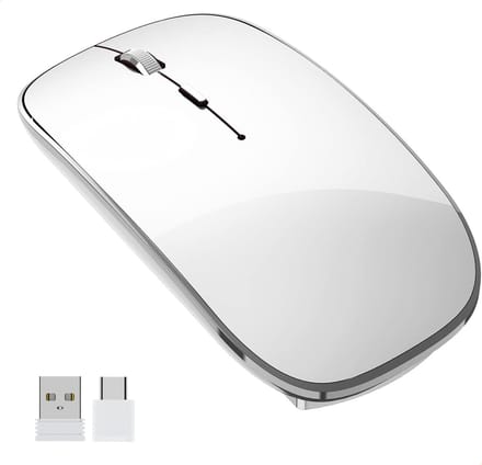 Gadgetplace Draadloze muis voor Laptop en Computer - Ergonomisch - Stille klik - USB C Adapter - Wit