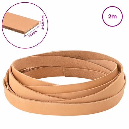 vidaXL - Leren - riem - 1 - Lichtbruin - 200 - x - 1,5 - cm - Leer