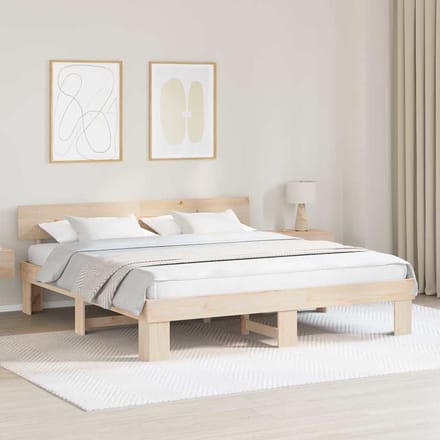 vidaXL - Bedframe - met - hoofdeinde - Bruin - 200 - x - 200 - cm - Massief - grenenhout