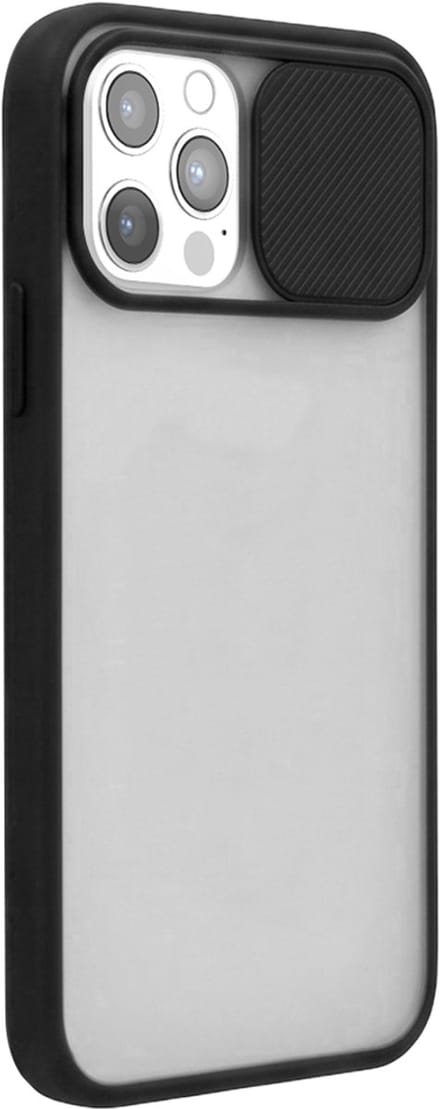 Bigben Connected, Hoesje geschikt voor iPhone 12 Pro Max - met Schuifbare Camera Slider, Transparant zwart
