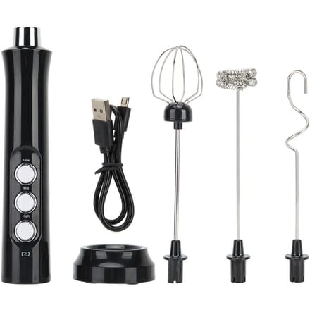 Elektrische Melkopschuimer Handheld Automatische Eierklopper Melkopschudder USB Opladen black