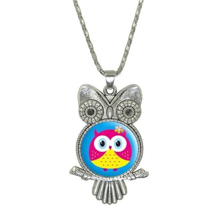 Fako Bijoux® - Ketting - Cabochon - Uiltje - Roze