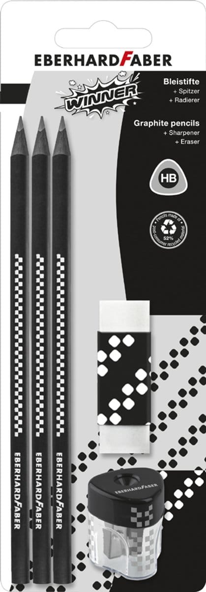 EBERHARD FABER set potloden WINNER, HB, zwart, 5-delig