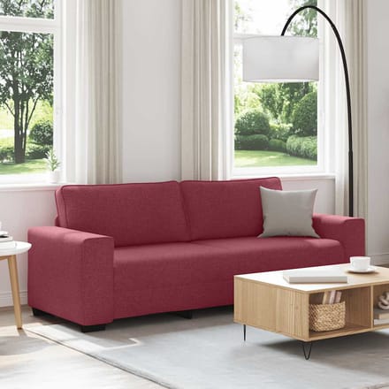 vidaXL - 3-zitsbank - wijnrood - 220x77x82 - cm - stof