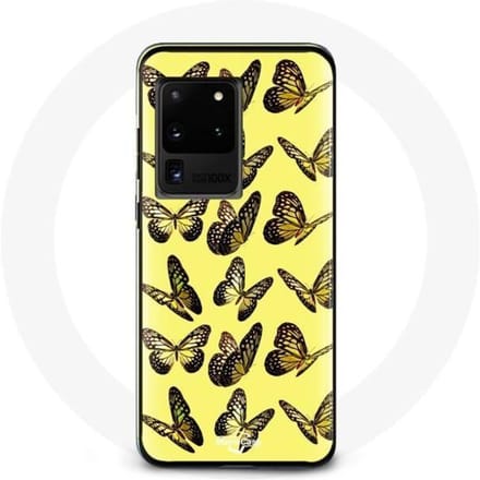 Hoesje voor Samsung Galaxy S20 Ultra Vlinders Gele Achtergrond