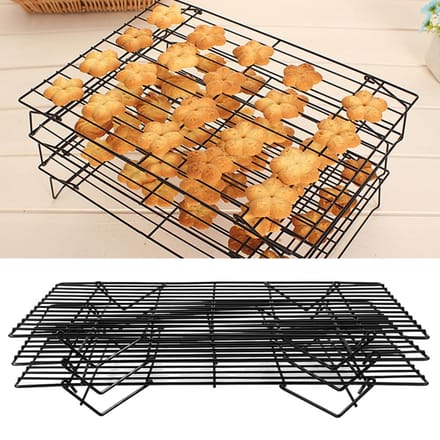 Grille de Refroidissement Pliable à 3 Niveaux Outils de Cuisson Support à Gâteau Gril BBQ Fournitures Ménagères orange