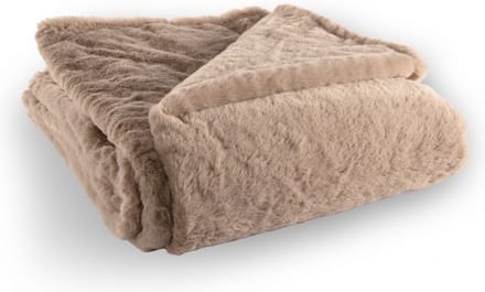 Tiseco - Deken plaid RUBY - zacht imitatie konijnenbont - 150x200 cm, taupe