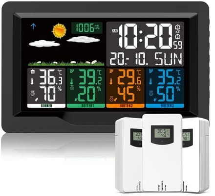 SCH® Weerstation met Buitensensor - Weerstation - Zwart - ‎21cm x 3cm x 14cm