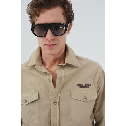 Heren Katoenen Poplin Lange Mouwen Shirt