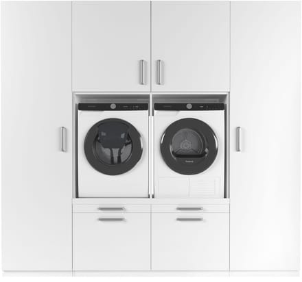 Wasophoogte® Wasmachine Kast Vienna - Wasmachine verhoger - Wasmachine ombouw - 700(D)*2530(B)*2350(H) mm - Wit