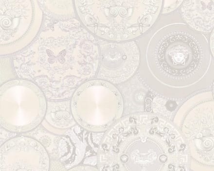 PORSELEINEN BORDEN BEHANG | Design - grijs wit metallic - A.S. Création Versace 3