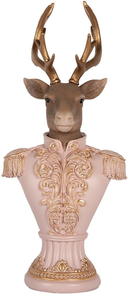 Clayre & Eef Decoratie Beeld Hert 16x14x36 cm Roze Kunststof