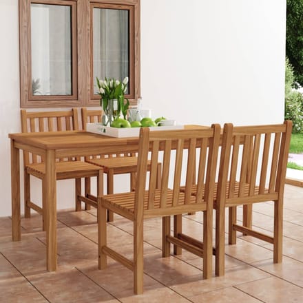 vidaXL - 5-delige - tuinset - 160x80 - cm - massief - teakhout
