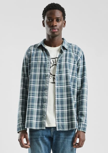 Overhemd met lange mouwen in flanel met splitmanchetten QS